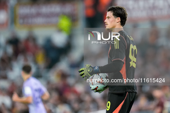 Mile Svilar of AS Roma looks on during the UEFA Europa League 2024/25 League Phase MD1 match between AS Roma and Athletic Club at Stadio Oli...