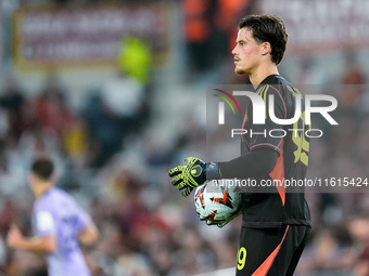 Mile Svilar of AS Roma looks on during the UEFA Europa League 2024/25 League Phase MD1 match between AS Roma and Athletic Club at Stadio Oli...