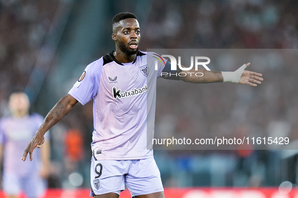 Inaki Williams of Athletic Club gestures during the UEFA Europa League 2024/25 League Phase MD1 match between AS Roma and Athletic Club at S...