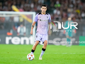 Benat Prados of Athletic Club during the UEFA Europa League 2024/25 League Phase MD1 match between AS Roma and Athletic Club at Stadio Olimp...