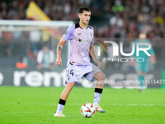 Benat Prados of Athletic Club during the UEFA Europa League 2024/25 League Phase MD1 match between AS Roma and Athletic Club at Stadio Olimp...