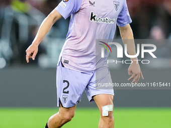 Andoni Gorosabel of Athletic Club during the UEFA Europa League 2024/25 League Phase MD1 match between AS Roma and Athletic Club at Stadio O...