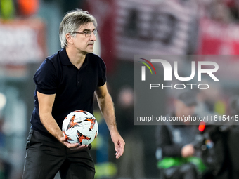 Ivan Juric head coach of AS Roma looks on during the UEFA Europa League 2024/25 League Phase MD1 match between AS Roma and Athletic Club at...