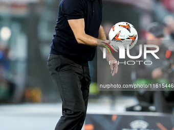 Ivan Juric head coach of AS Roma looks on during the UEFA Europa League 2024/25 League Phase MD1 match between AS Roma and Athletic Club at...