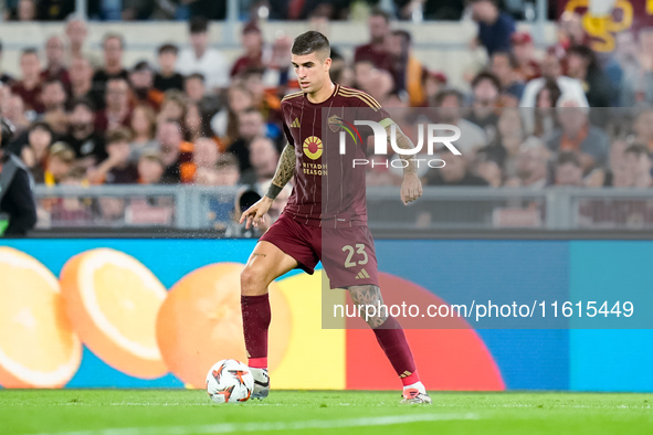 Gianluca Mancini of AS Roma during the UEFA Europa League 2024/25 League Phase MD1 match between AS Roma and Athletic Club at Stadio Olimpic...