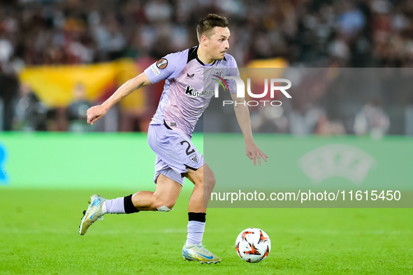 Andoni Gorosabel of Athletic Club during the UEFA Europa League 2024/25 League Phase MD1 match between AS Roma and Athletic Club at Stadio O...