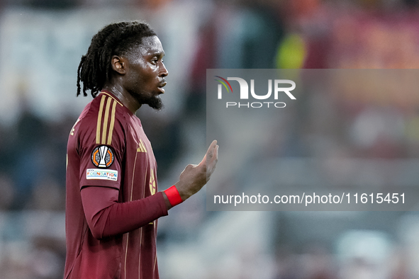 Manu Kone' of AS Roma gestures during the UEFA Europa League 2024/25 League Phase MD1 match between AS Roma and Athletic Club at Stadio Olim...