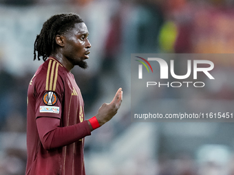 Manu Kone' of AS Roma gestures during the UEFA Europa League 2024/25 League Phase MD1 match between AS Roma and Athletic Club at Stadio Olim...