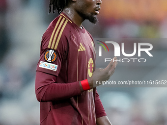 Manu Kone' of AS Roma gestures during the UEFA Europa League 2024/25 League Phase MD1 match between AS Roma and Athletic Club at Stadio Olim...