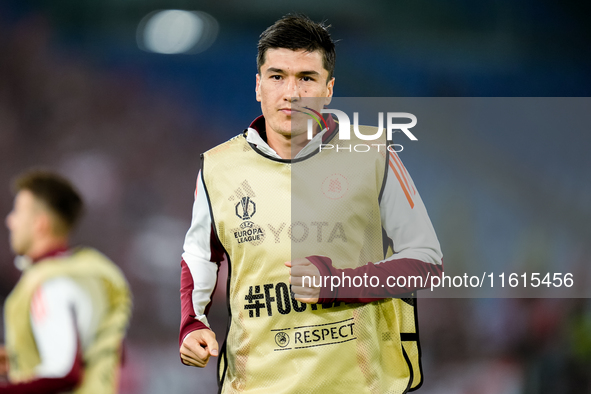 Eldor Shomurodov of AS Roma looks on during the UEFA Europa League 2024/25 League Phase MD1 match between AS Roma and Athletic Club at Stadi...