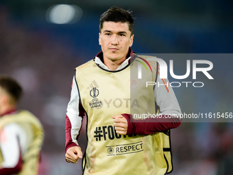 Eldor Shomurodov of AS Roma looks on during the UEFA Europa League 2024/25 League Phase MD1 match between AS Roma and Athletic Club at Stadi...