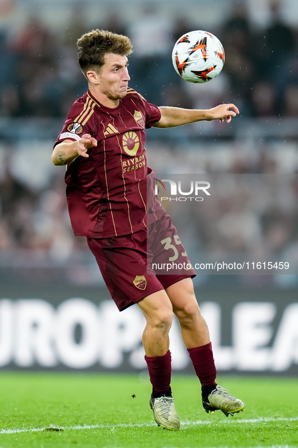 Tommaso Baldanzi of AS Roma during the UEFA Europa League 2024/25 League Phase MD1 match between AS Roma and Athletic Club at Stadio Olimpic...