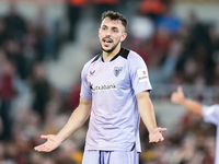 Aitor Paredes of Athletic Club gestures during the UEFA Europa League 2024/25 League Phase MD1 match between AS Roma and Athletic Club at St...