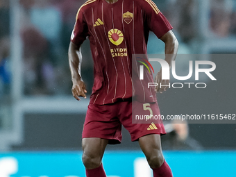 Evan Ndicka of AS Roma during the UEFA Europa League 2024/25 League Phase MD1 match between AS Roma and Athletic Club at Stadio Olimpico on...