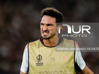 Mats Hummels of AS Roma reacts during the UEFA Europa League 2024/25 League Phase MD1 match between AS Roma and Athletic Club at Stadio Olim...