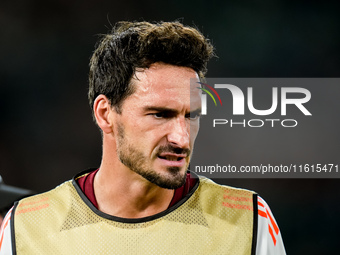 Mats Hummels of AS Roma reacts during the UEFA Europa League 2024/25 League Phase MD1 match between AS Roma and Athletic Club at Stadio Olim...