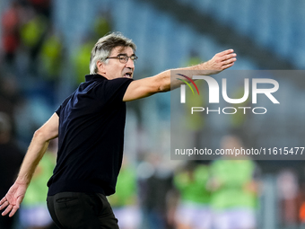 Ivan Juric head coach of AS Roma gestures during the UEFA Europa League 2024/25 League Phase MD1 match between AS Roma and Athletic Club at...