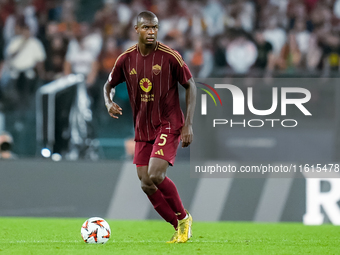 Evan Ndicka of AS Roma during the UEFA Europa League 2024/25 League Phase MD1 match between AS Roma and Athletic Club at Stadio Olimpico on...