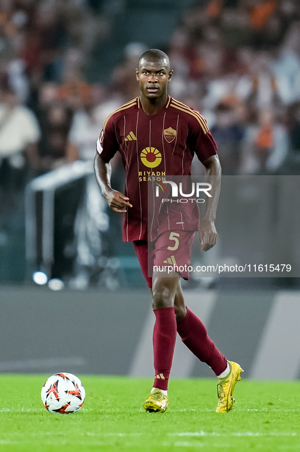 Evan Ndicka of AS Roma during the UEFA Europa League 2024/25 League Phase MD1 match between AS Roma and Athletic Club at Stadio Olimpico on...