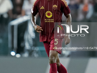 Evan Ndicka of AS Roma during the UEFA Europa League 2024/25 League Phase MD1 match between AS Roma and Athletic Club at Stadio Olimpico on...