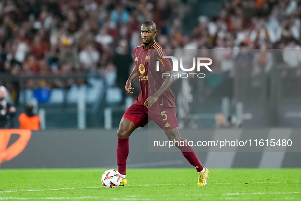 Evan Ndicka of AS Roma during the UEFA Europa League 2024/25 League Phase MD1 match between AS Roma and Athletic Club at Stadio Olimpico on...