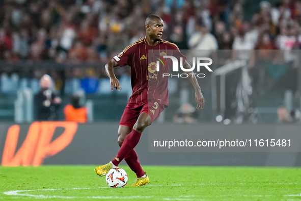 Evan Ndicka of AS Roma during the UEFA Europa League 2024/25 League Phase MD1 match between AS Roma and Athletic Club at Stadio Olimpico on...