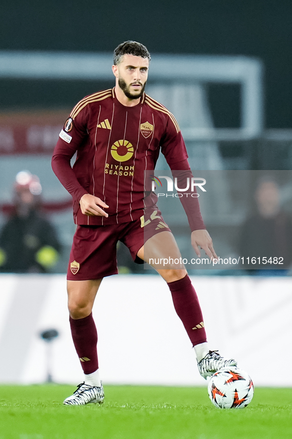 Mario Hermoso of AS Roma during the UEFA Europa League 2024/25 League Phase MD1 match between AS Roma and Athletic Club at Stadio Olimpico o...