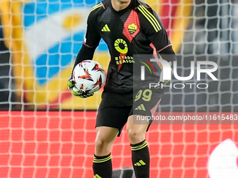 Mile Svilar of AS Roma during the UEFA Europa League 2024/25 League Phase MD1 match between AS Roma and Athletic Club at Stadio Olimpico on...