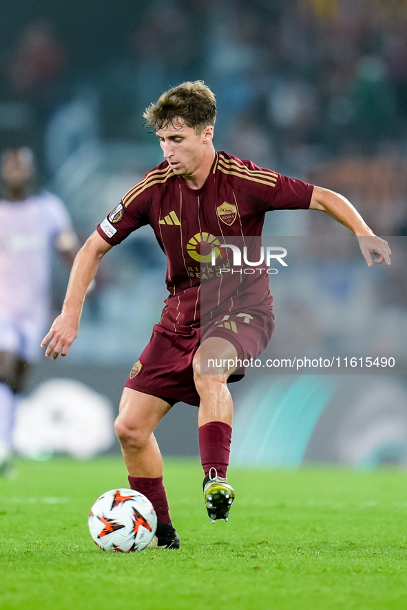 Tommaso Baldanzi of AS Roma during the UEFA Europa League 2024/25 League Phase MD1 match between AS Roma and Athletic Club at Stadio Olimpic...