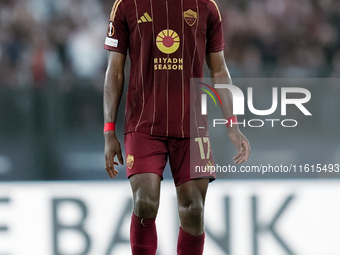 Manu Kone' of AS Roma  looks on during the UEFA Europa League 2024/25 League Phase MD1 match between AS Roma and Athletic Club at Stadio Oli...