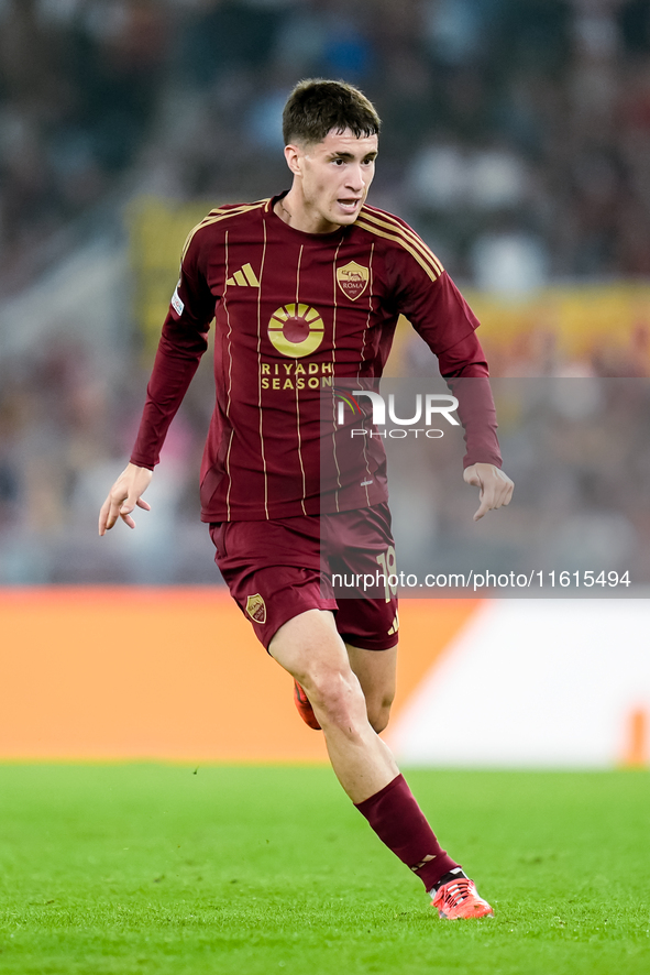 Matias Soule' of AS Roma during the UEFA Europa League 2024/25 League Phase MD1 match between AS Roma and Athletic Club at Stadio Olimpico o...