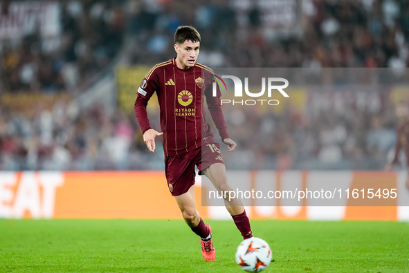 Matias Soule' of AS Roma during the UEFA Europa League 2024/25 League Phase MD1 match between AS Roma and Athletic Club at Stadio Olimpico o...