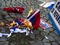 Protests against the Russian invasion of Ukraine take place in front of the Russian Cultural Information Center in Sofia, Bulgaria, on Septe...