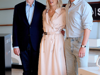 John Crowley, Andrew Garfield, and Fiona Weir attend the photocall for ''We Live in the Time'' during the 72nd San Sebastian International F...