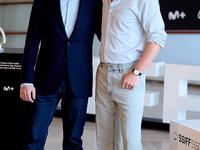 John Crowley and Andrew Garfield attend the photocall for ''We Live in the Time'' during the 72nd San Sebastian International Film Festival...