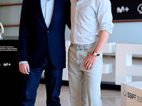 John Crowley and Andrew Garfield attend the photocall for ''We Live in the Time'' during the 72nd San Sebastian International Film Festival...