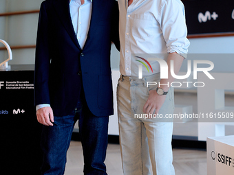 John Crowley and Andrew Garfield attend the photocall for ''We Live in the Time'' during the 72nd San Sebastian International Film Festival...