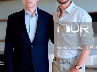 John Crowley and Andrew Garfield attend the photocall for ''We Live in the Time'' during the 72nd San Sebastian International Film Festival...