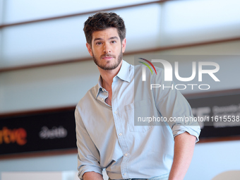 Andrew Garfield attends the photocall for ''We Live in the Time'' during the 72nd San Sebastian International Film Festival in San Sebastian...