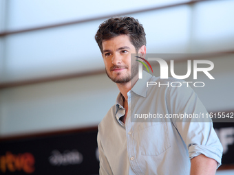 Andrew Garfield attends the photocall for ''We Live in the Time'' during the 72nd San Sebastian International Film Festival in San Sebastian...