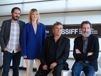 Aitor Arregi, Jon Garano, Eduard Fernandez, and Nathalie Poza attend the Photocall Marco during the 72nd San Sebastian International Film Fe...