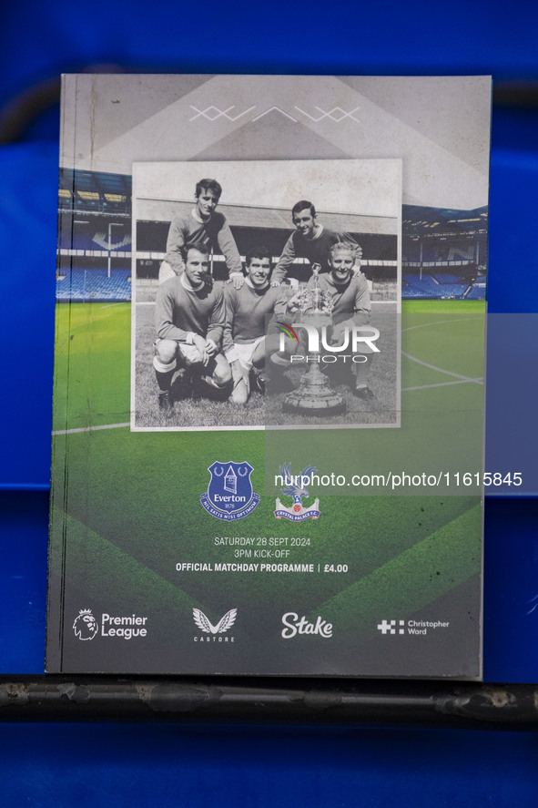 Everton Programme during the Premier League match between Everton and Crystal Palace at Goodison Park in Liverpool, England, on September 28...