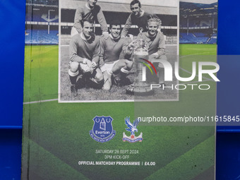 Everton Programme during the Premier League match between Everton and Crystal Palace at Goodison Park in Liverpool, England, on September 28...