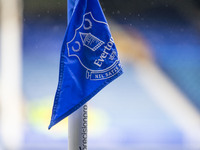 An Everton flag during the Premier League match between Everton and Crystal Palace at Goodison Park in Liverpool, England, on September 28,...