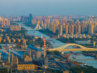 A photo taken on September 28, 2024, shows water transport along the Beijing-Hangzhou Grand Canal in Huai'an, Jiangsu province, China. (