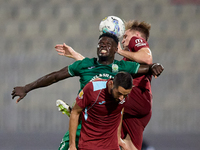 Franklin Sasere of Floriana vies for the ball with Gabriel Bohrer Mentz of Gzira United during the Malta 360 Sports Premier League soccer ma...