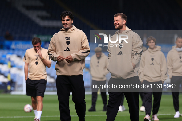 Pascal Struijk (Leeds United) and Patrick Bamford (Leeds United) before the Sky Bet Championship match between Leeds United and Coventry Cit...