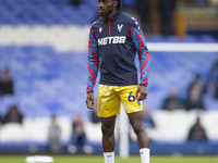 Asher Agbinone #64 of Crystal Palace F.C. warms up during the Premier League match between Everton and Crystal Palace at Goodison Park in Li...