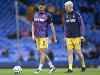 Joel Ward #2 of Crystal Palace F.C. and Will Hughes #19 of Crystal Palace F.C. during the Premier League match between Everton and Crystal P...