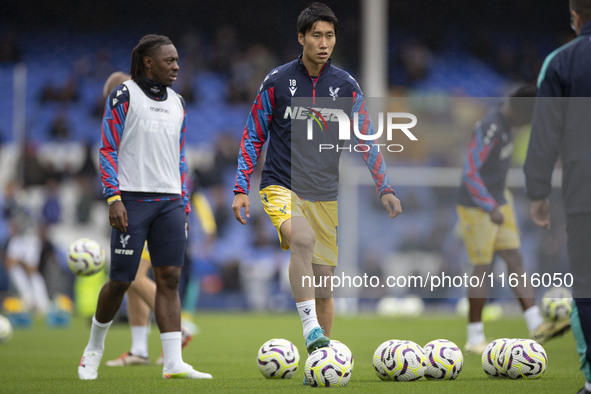 Daichi Kamada #18 of Crystal Palace F.C. during the Premier League match between Everton and Crystal Palace at Goodison Park in Liverpool, E...